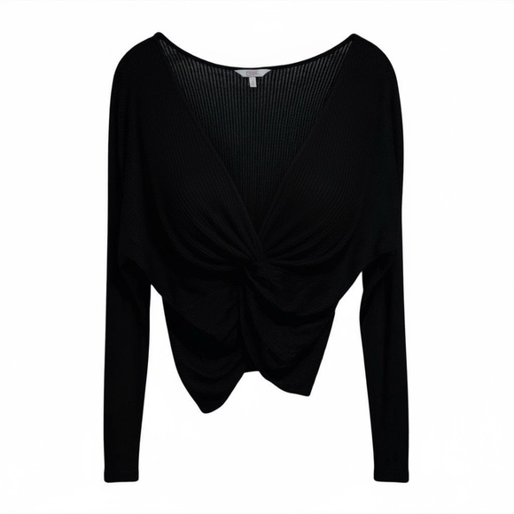 Candie's Tops - Candies Cozy Ribbed Twist-Front Sweater – Black (Size L)